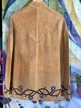 Load image into Gallery viewer, 1970s Floral Motif Suede Cape
