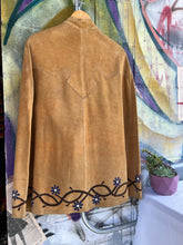 Load image into Gallery viewer, 1970s Floral Motif Suede Cape
