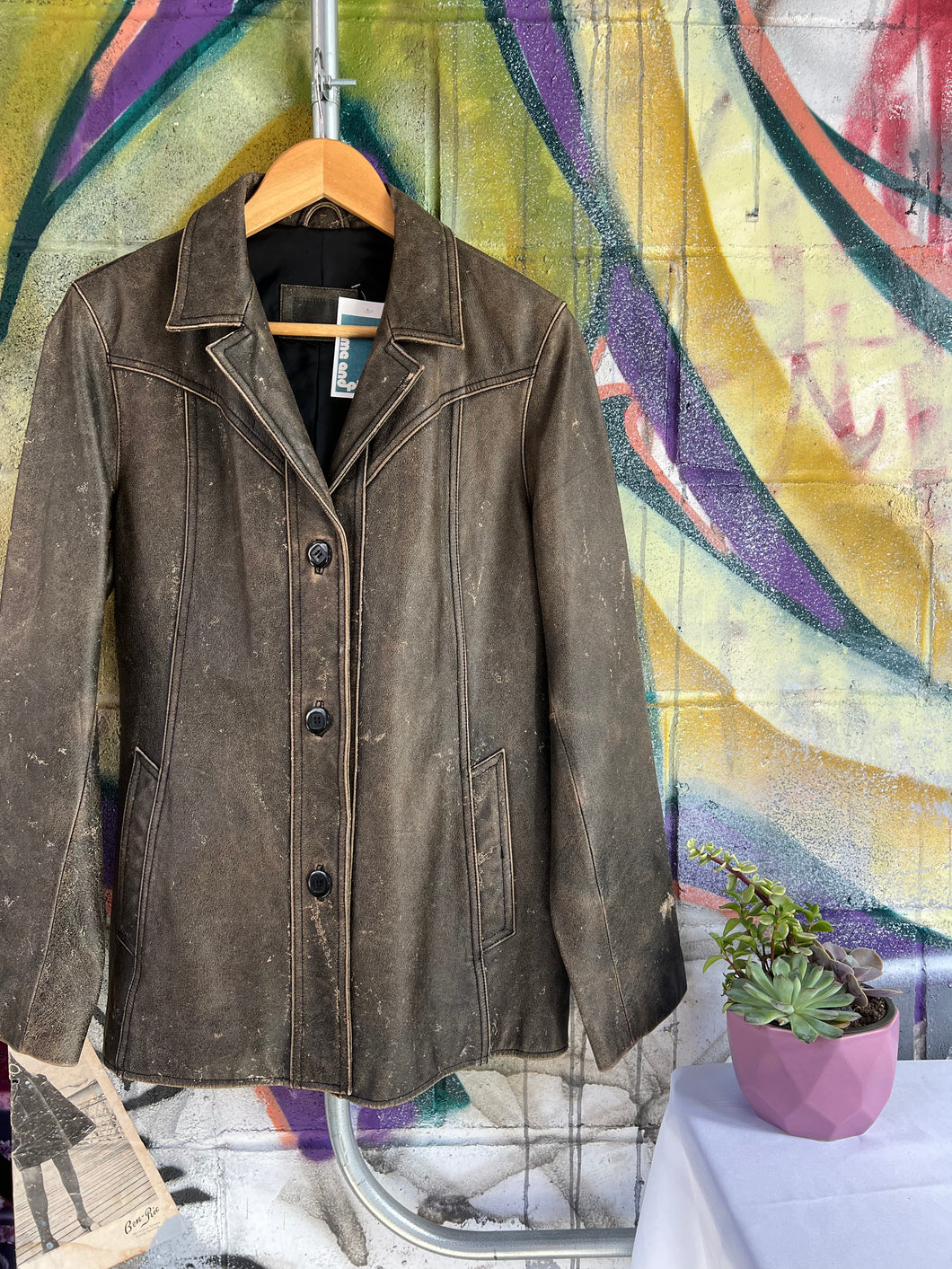 Vintage Leather Brown Blazer