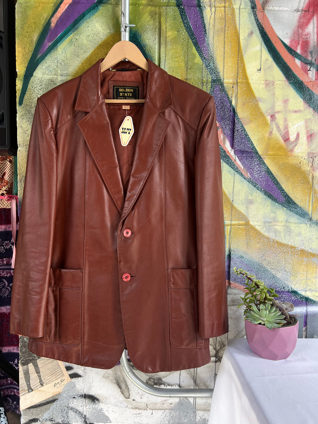 Vintage 1970s Golden State Maroon Leather Jacket