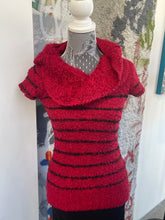 Load image into Gallery viewer, Fuzzy Striped Drape Neck Knit Top
