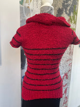 Load image into Gallery viewer, Fuzzy Striped Drape Neck Knit Top
