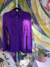 Load image into Gallery viewer, 1970s Purple Mesh Popcorn Shirt
