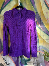 Load image into Gallery viewer, 1970s Purple Mesh Popcorn Shirt
