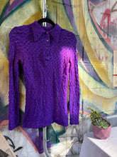 Load image into Gallery viewer, 1970s Purple Mesh Popcorn Shirt
