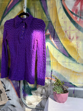 Load image into Gallery viewer, 1970s Purple Mesh Popcorn Shirt
