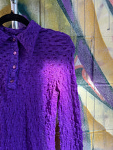 Load image into Gallery viewer, 1970s Purple Mesh Popcorn Shirt
