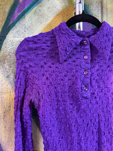 Load image into Gallery viewer, 1970s Purple Mesh Popcorn Shirt
