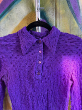 Load image into Gallery viewer, 1970s Purple Mesh Popcorn Shirt
