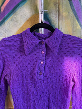 Load image into Gallery viewer, 1970s Purple Mesh Popcorn Shirt
