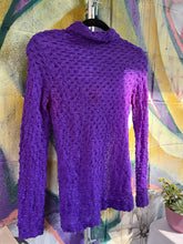 Load image into Gallery viewer, 1970s Purple Mesh Popcorn Shirt
