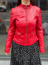 Load image into Gallery viewer, Red Genuine Leather Zip Up

