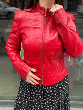 Load image into Gallery viewer, Red Genuine Leather Zip Up

