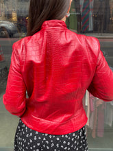 Load image into Gallery viewer, Red Genuine Leather Zip Up
