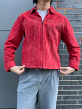 Load image into Gallery viewer, Red Zip-Up Suede Jacket
