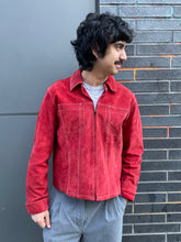 Load image into Gallery viewer, Red Zip-Up Suede Jacket

