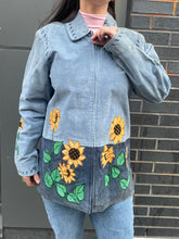 Load image into Gallery viewer, Blue Suede Sunflower Jacket
