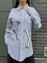 Load image into Gallery viewer, Custom SADBSH Grey Stripe NY Button Up
