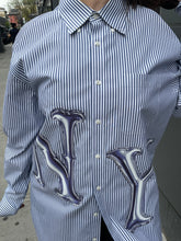 Load image into Gallery viewer, Custom SADBSH Grey Stripe NY Button Up
