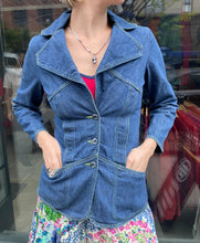 Load image into Gallery viewer, 80s Denim Contrast Stitch Blazer
