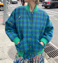 Load image into Gallery viewer, Plaid 80s Puffer Bomber Jacket
