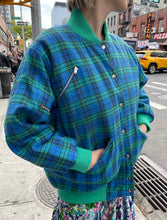 Load image into Gallery viewer, Plaid 80s Puffer Bomber Jacket
