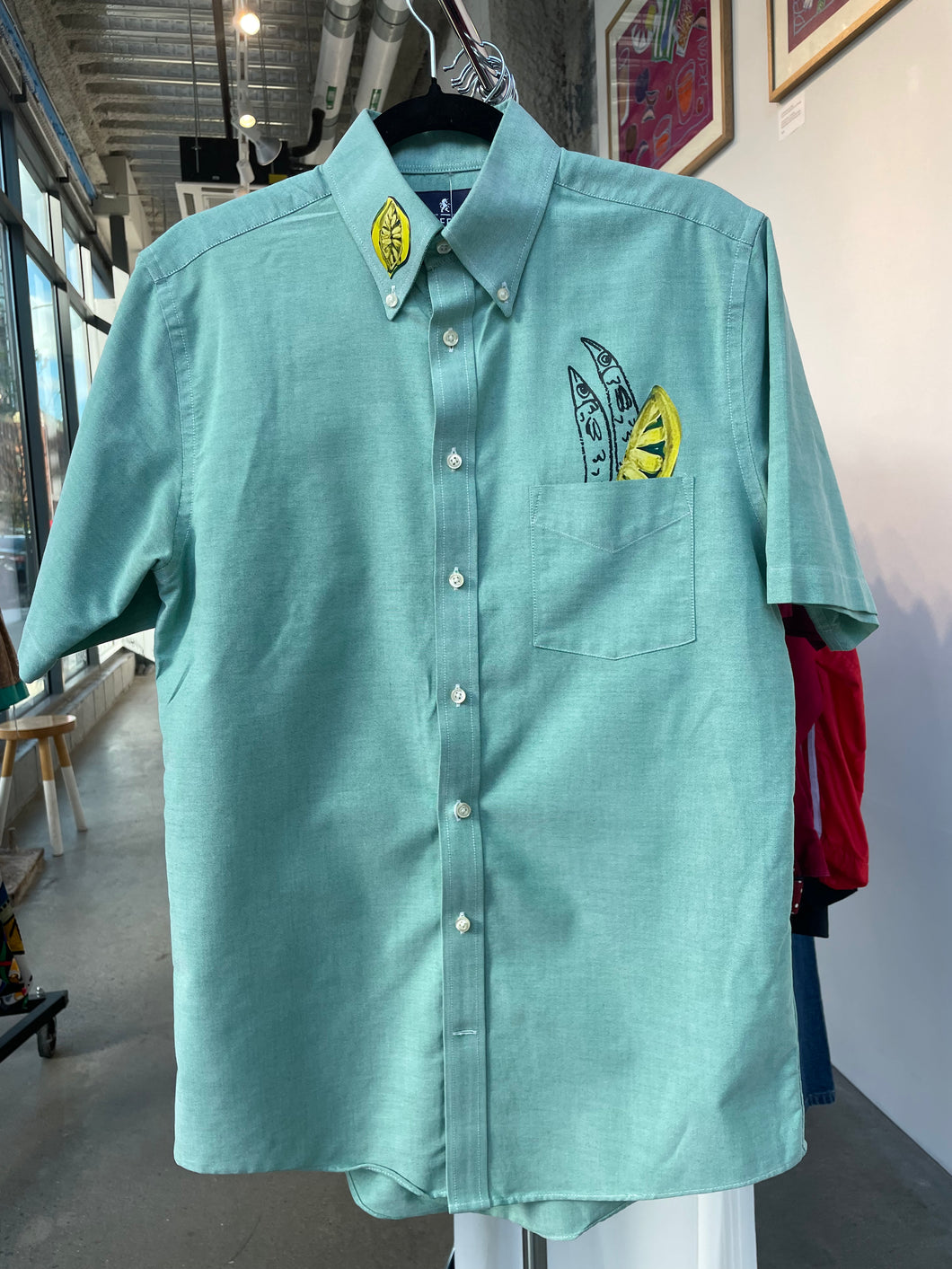 Devon Lemon Green Button Down