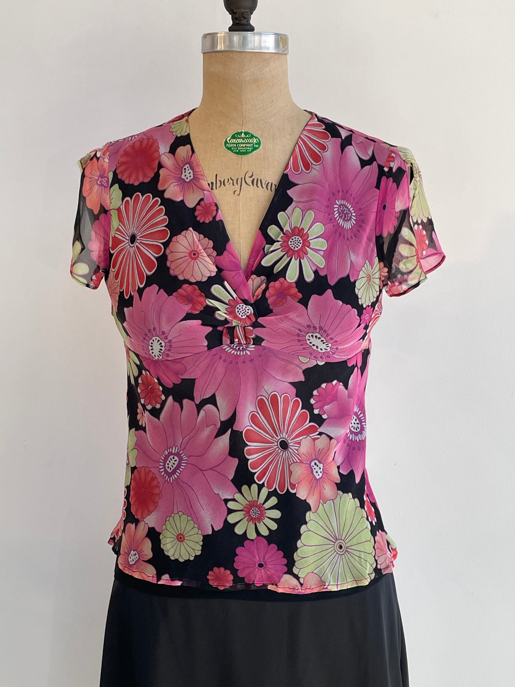 00s Silk Floral Blouse