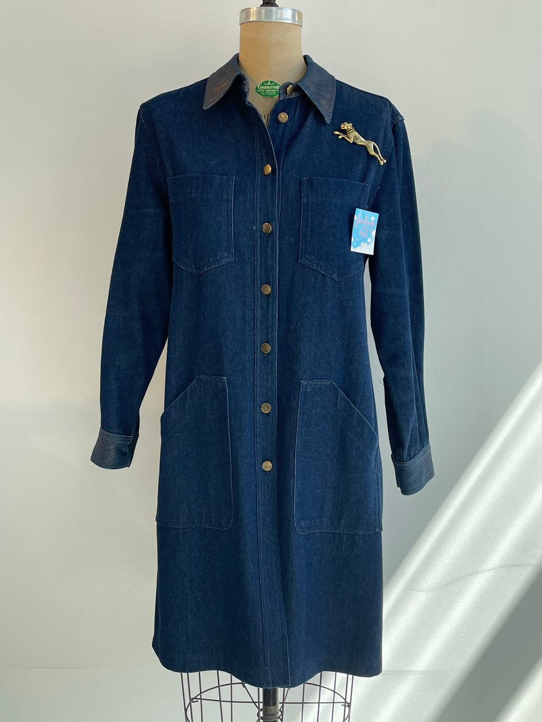 Gold/Denim Button Dress