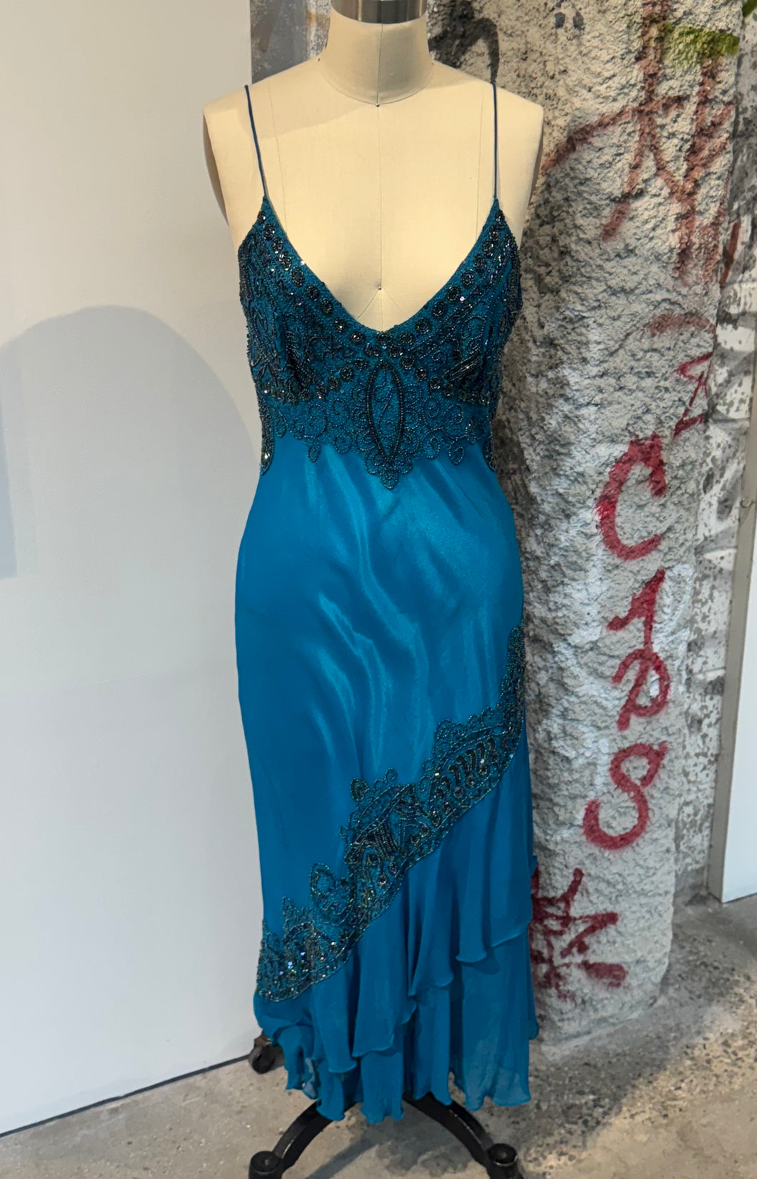 Vintage Bedazzled Flowy Dress