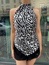 Load image into Gallery viewer, Zebra Fringe Hankerchief Top

