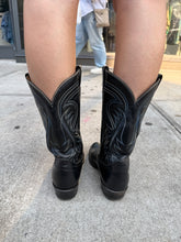 Load image into Gallery viewer, Black Cowboy Boots w/ Blue Stitching
