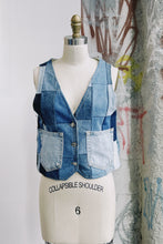 Load image into Gallery viewer, Upcycled Patchwork Denim Vest
