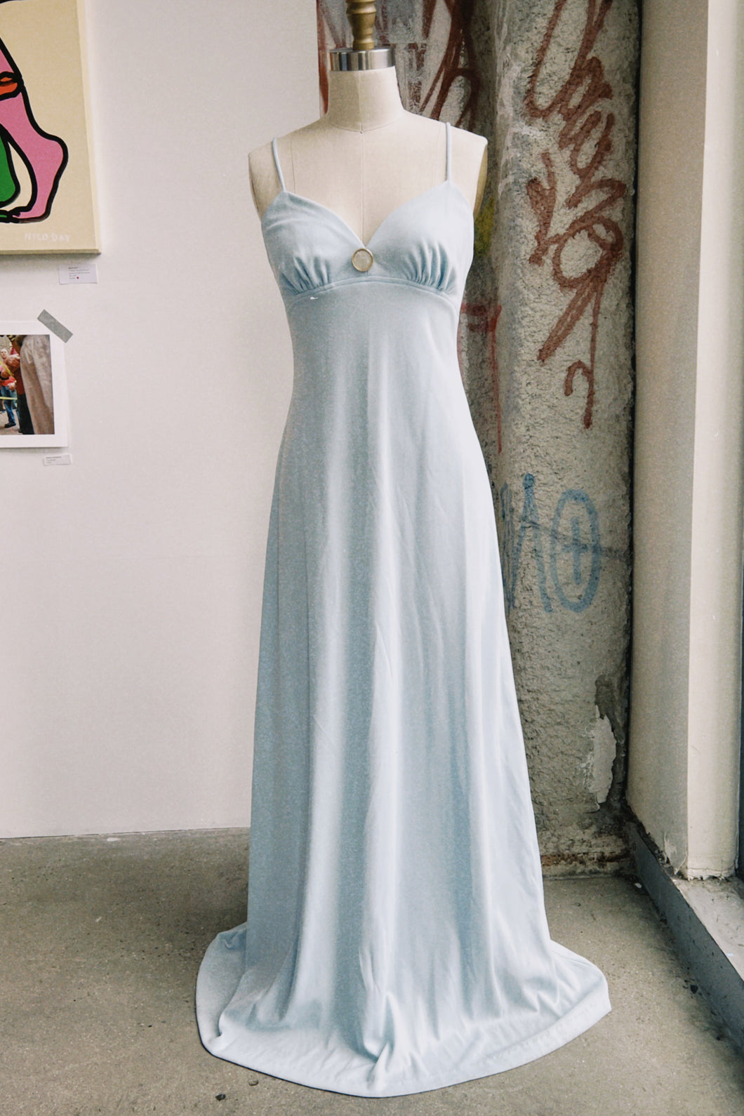 70s Maxi Dress w/ Brooch