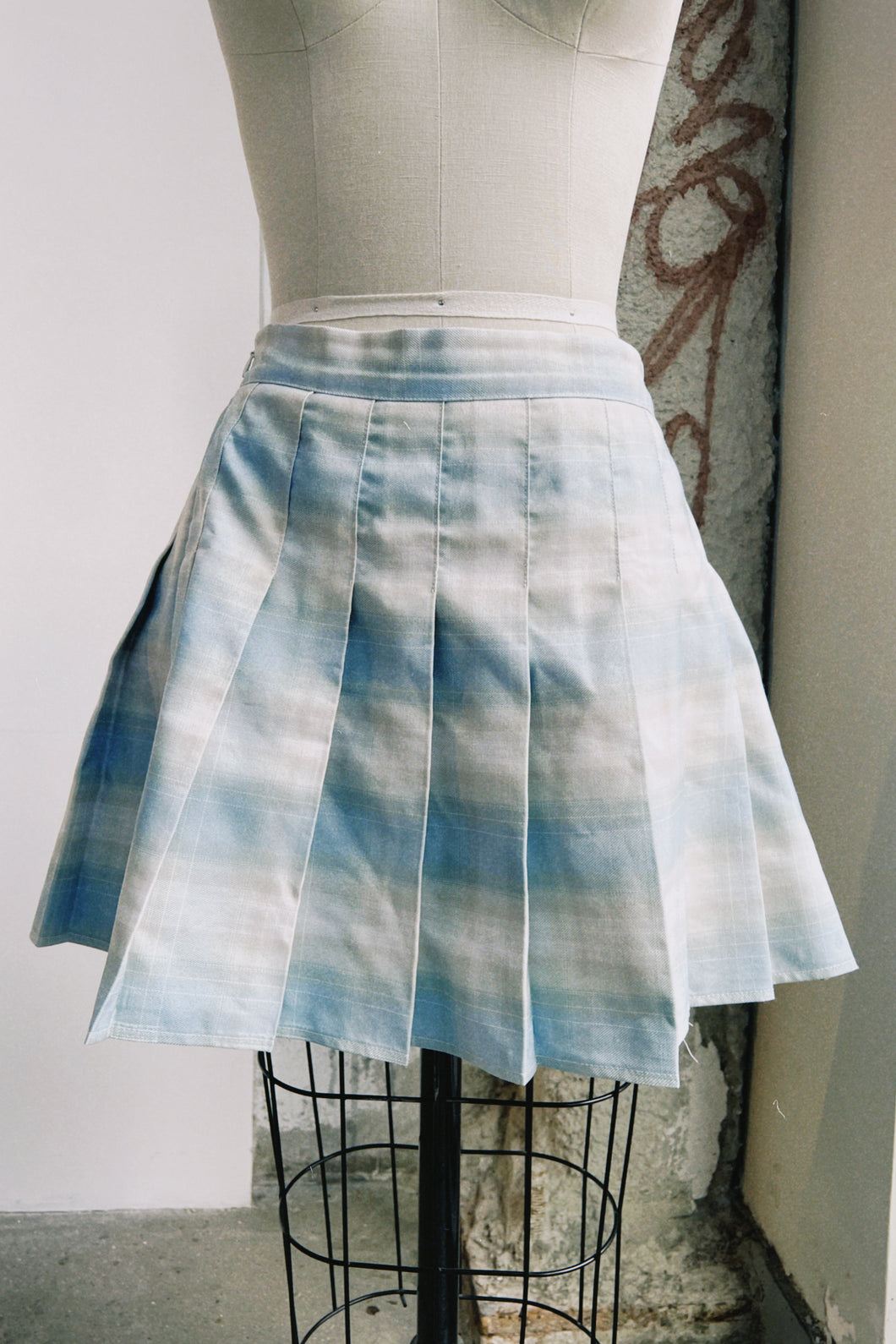 Vintage Plaid Pleated Skirt