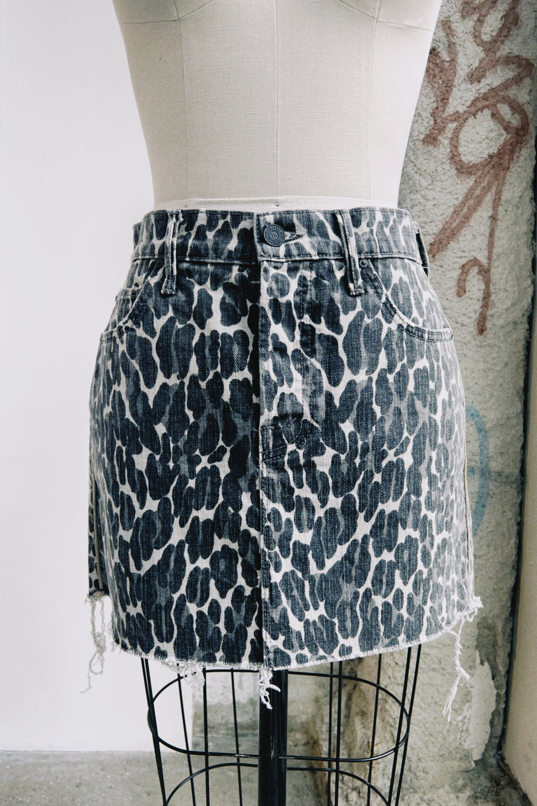 Leopard Denim Mini Skirt