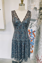 Load image into Gallery viewer, 80s Brown/Blue Lace Dress
