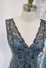 Load image into Gallery viewer, 80s Brown/Blue Lace Dress
