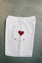 Load image into Gallery viewer, White Cargo Shorts w/ Heart
