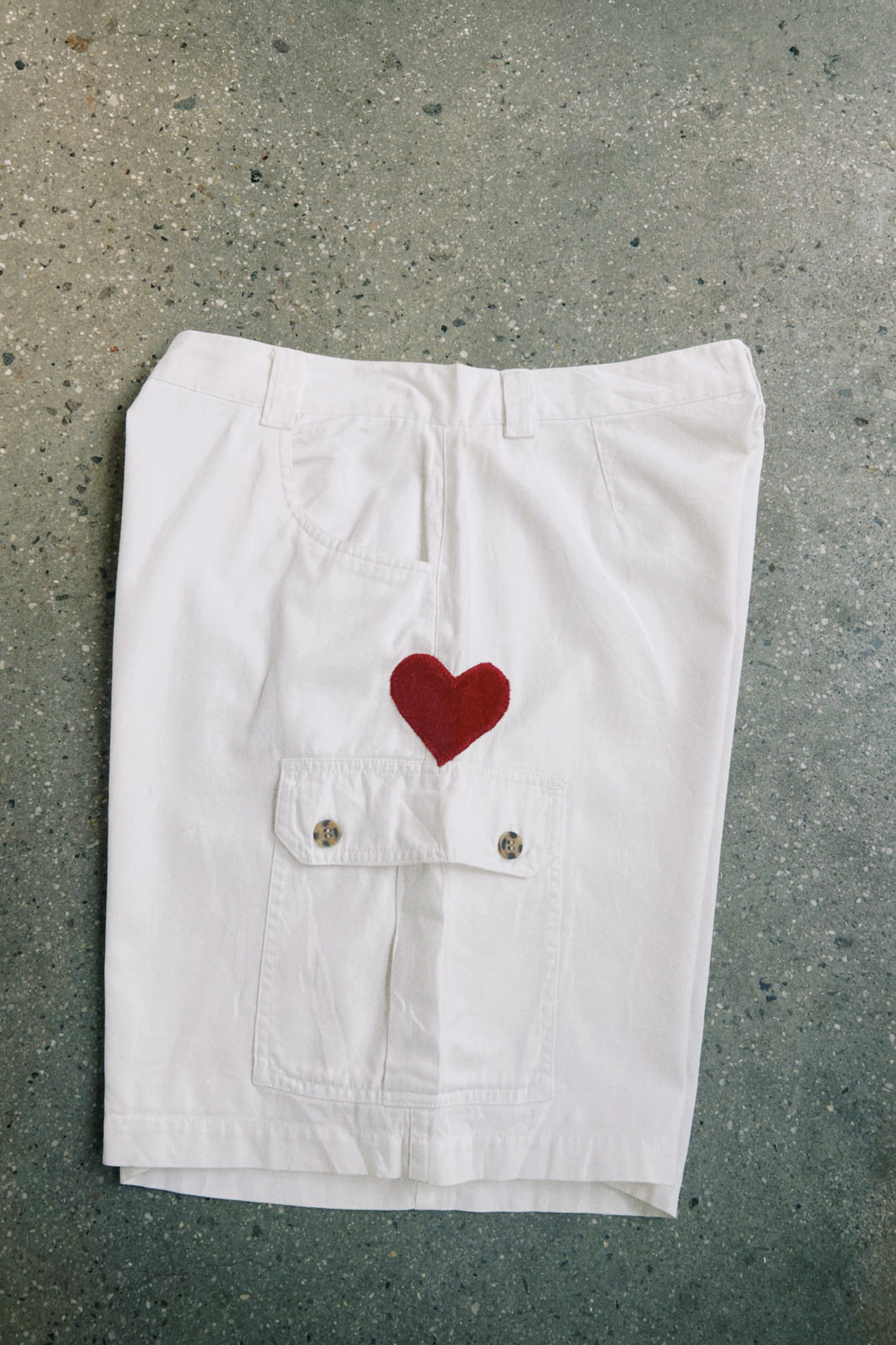 White Cargo Shorts w/ Heart