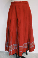 Load image into Gallery viewer, Red Pleated Maxi Skirt w/ Plaid Details
