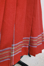 Load image into Gallery viewer, Red Pleated Maxi Skirt w/ Plaid Details
