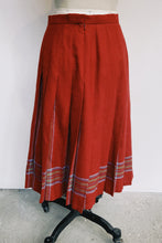 Load image into Gallery viewer, Red Pleated Maxi Skirt w/ Plaid Details
