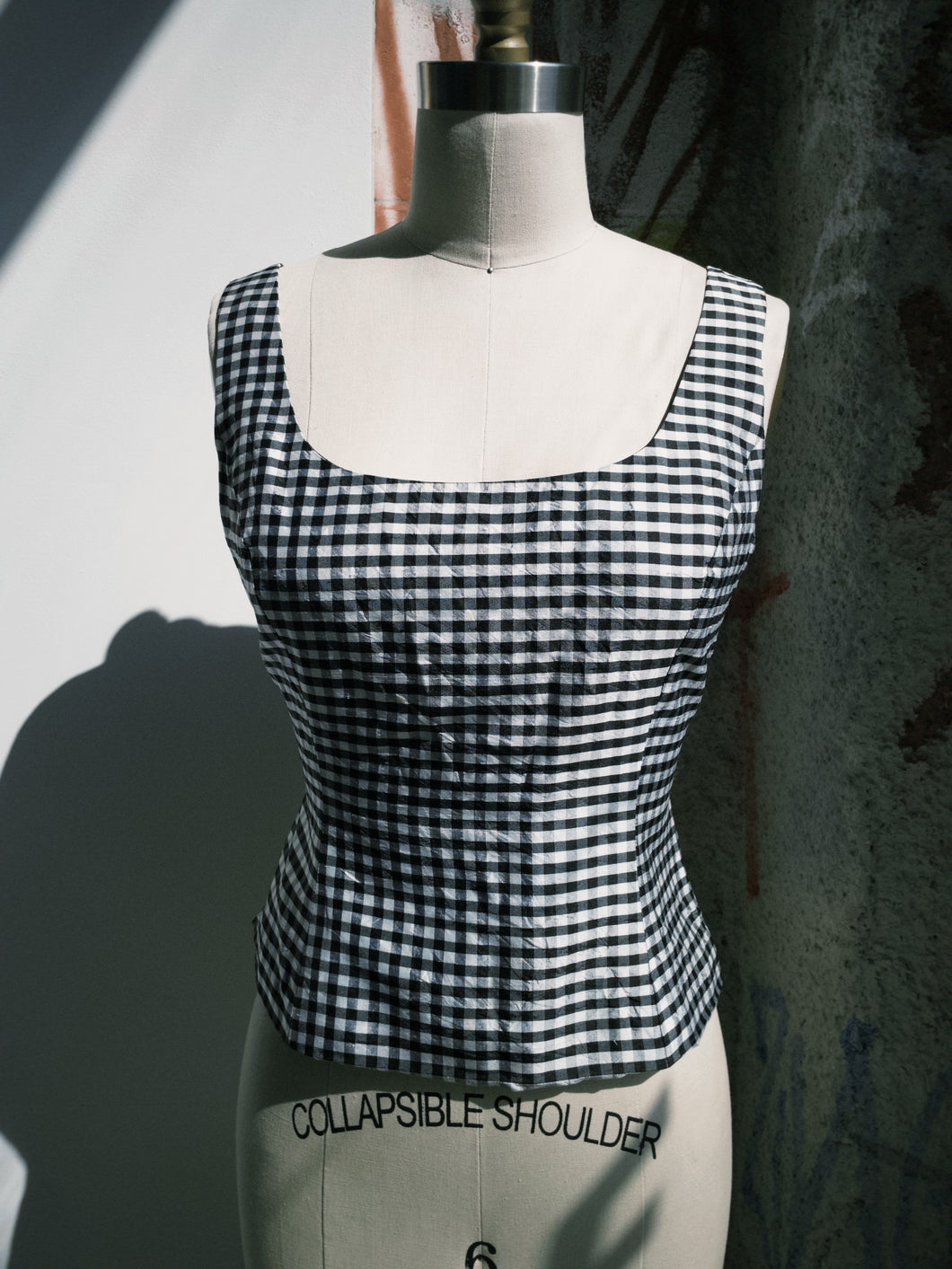 Checkered Silk Tank