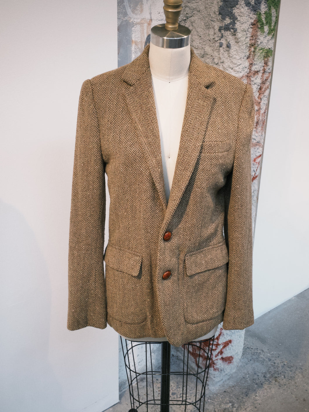 Houndstooth Blazer With Large Button