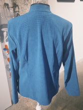 Load image into Gallery viewer, Blue Croc Zip-ip w/ Faux Leather Trim
