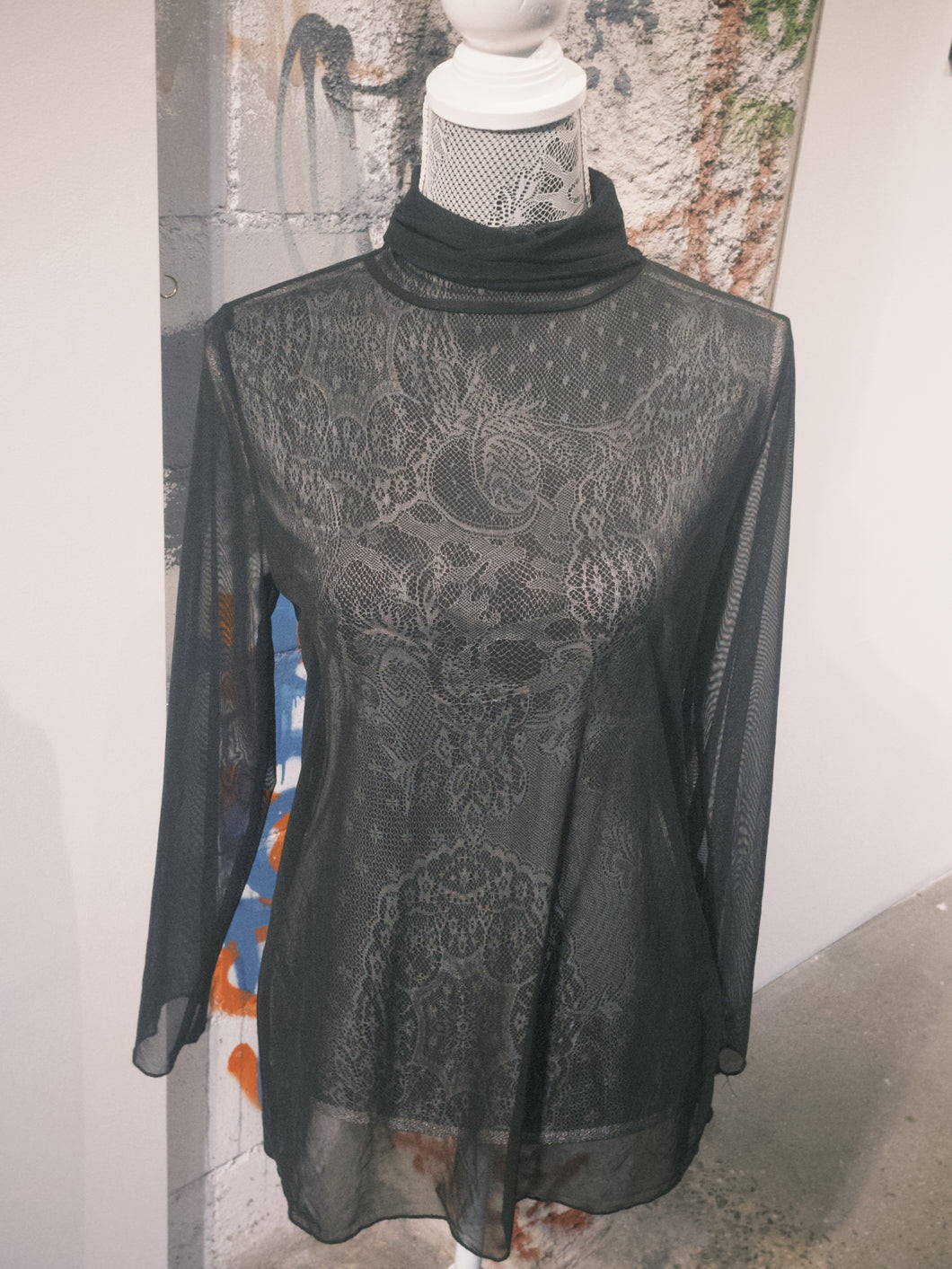 Sheer Mesh Turtleneck