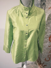 Load image into Gallery viewer, Eccoci Lime Green Silk Button Up
