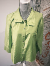 Load image into Gallery viewer, Eccoci Lime Green Silk Button Up
